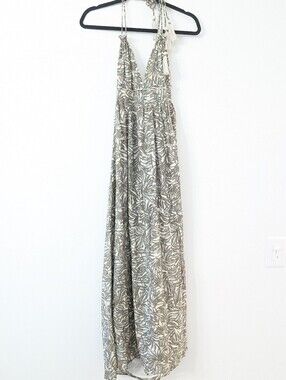 GOA Palm Leaf Print Halter Maxi Dress NWT Size M Boho Tropical Vacation